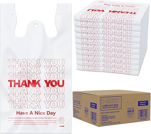 BAG 1/6 BLK 1000CT HVY DTY THANK YOU WHITE BOX
