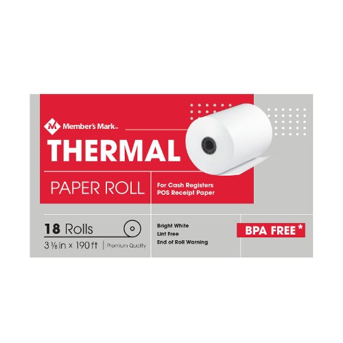 Member's Mark Thermal Receipt Paper Rolls, 3 1/8 X 190'